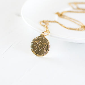 Gold Plated World Map Necklace