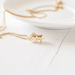 Tiny Rhino Charm Necklace