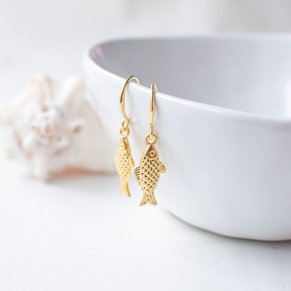 Gold Plated Fish Earrings – Juju Treasures