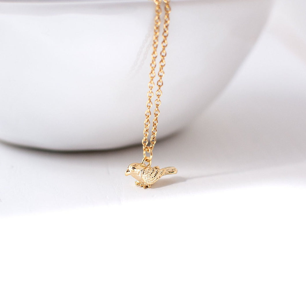 Gold Plated Bird Charm Necklace