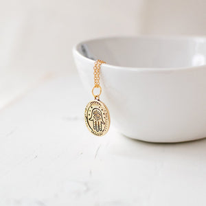 Gold Plated Hamsa Pendant Necklace