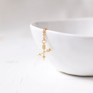 Gold Plated Crossed Arrows Necklace