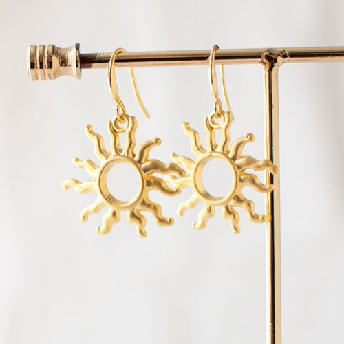 Gold Plated Sun Earrings