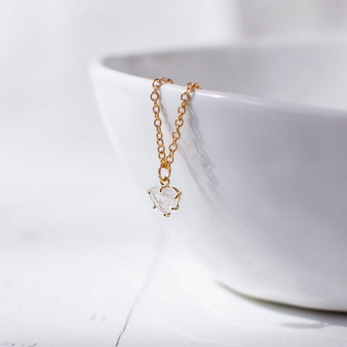 Tiny Rose Quartz Heart Necklace