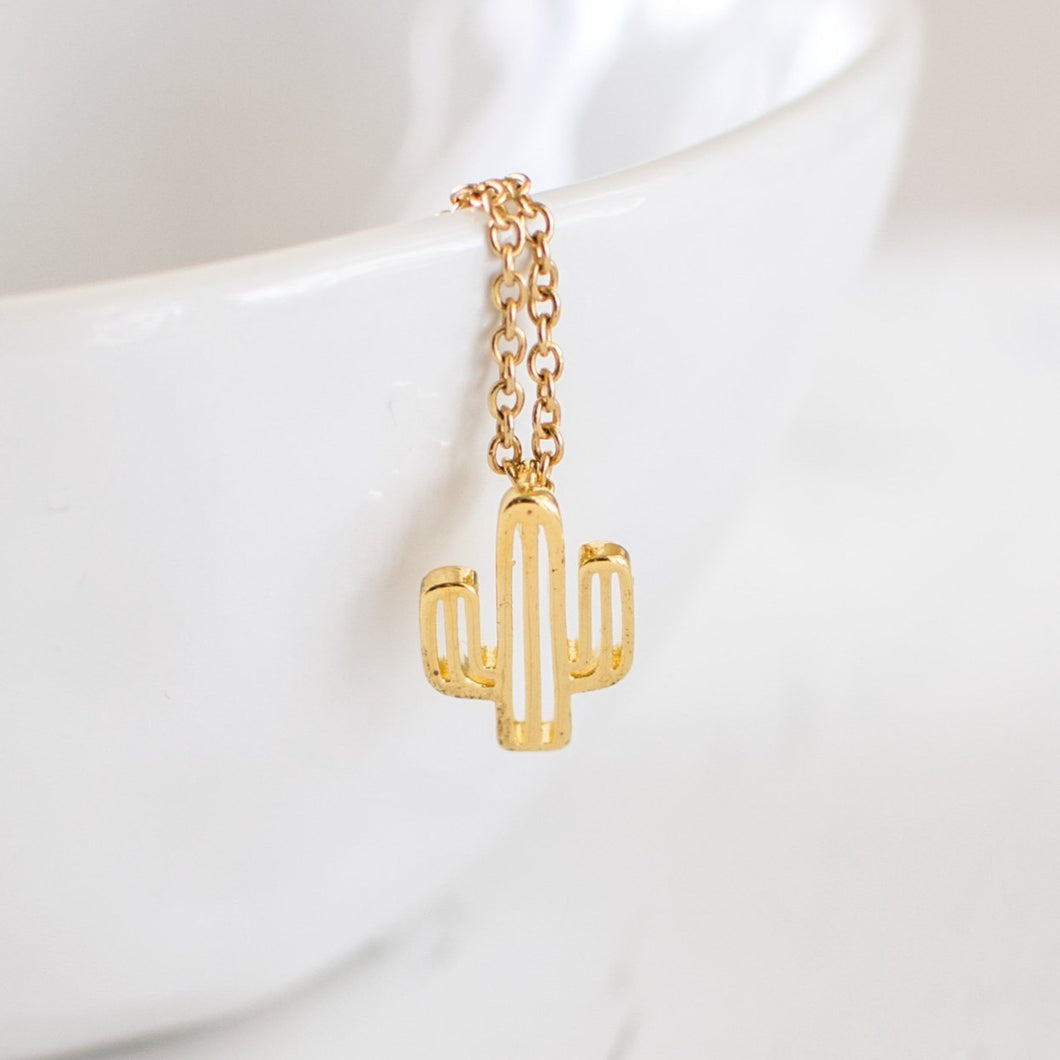 Gold Plated Cactus Necklace