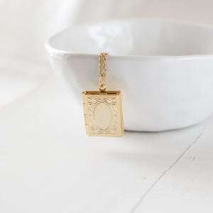 Gold Plated Book Locket Necklace