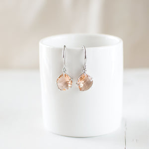 Peach Glass Faceted Earrings