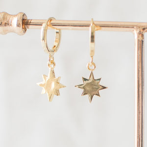 Tiny Gold Plated Star Hoop Earrings