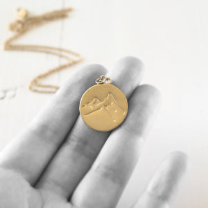 Gold Plated Mountain Pendant Necklace