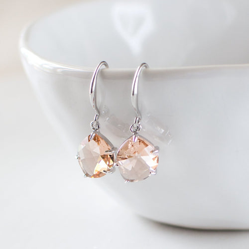 Peach Glass Faceted Earrings