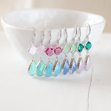 Colour Block Faceted Glass Earrings