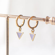 Purple Triangle Huggie Earrings