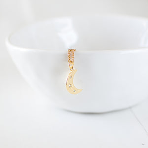 Sparkly Crescent Moon Pendant Necklace
