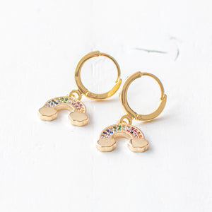 Tiny Rainbow Huggie Earrings