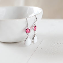 White and Red Glass Earrings
