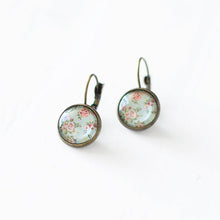 Mint and Pink Rose Earrings
