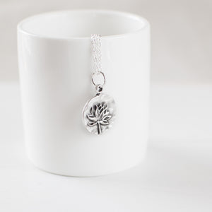 Antique Silver Lotus Flower Necklace