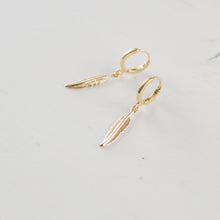 Gold Plated Feather Hoop Earrings