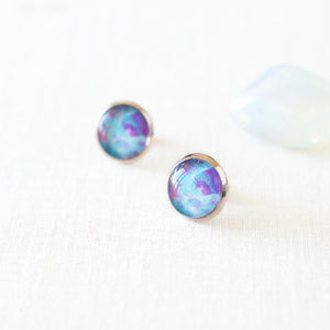 Blue And Magenta Galaxy Earrings