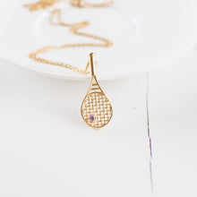 Gold Plated Tennis Racket Necklace