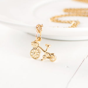 Gold Plated Bicycle Charm Necklace