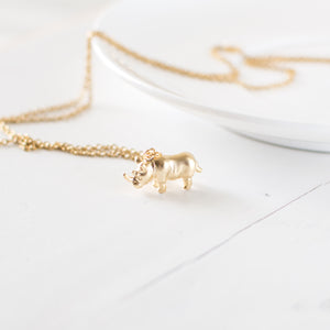 Tiny Rhino Charm Necklace