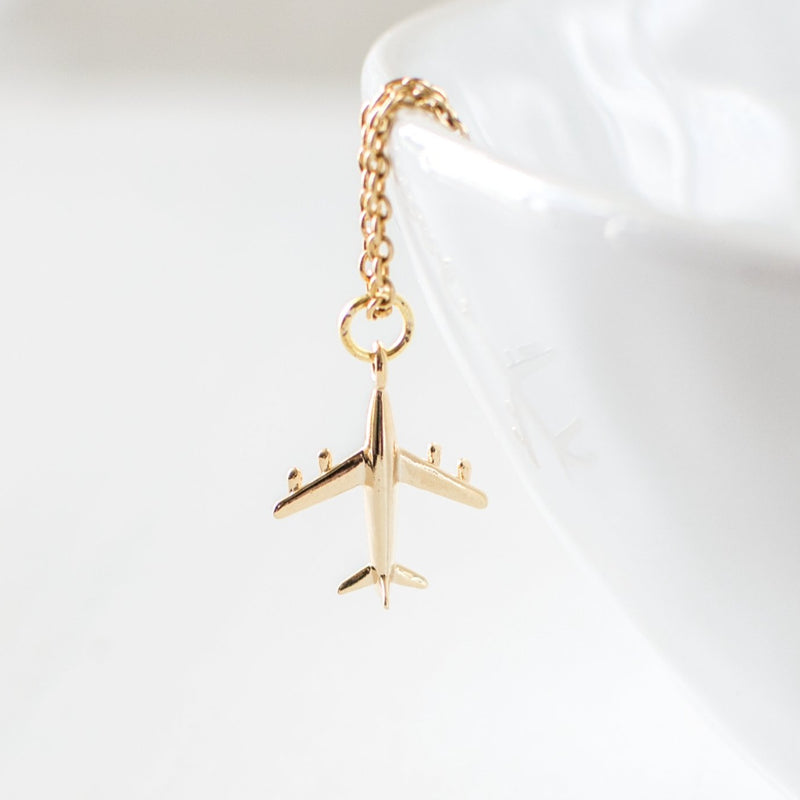 Gold Plated Airplane Necklace – Juju Treasures