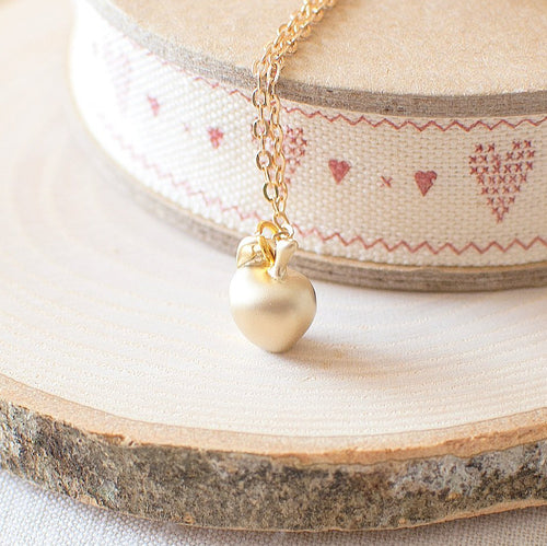 Gold Plated Apple Charm Necklace