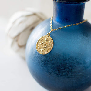Evil Eye Gold Coin Necklace