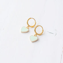 Mint Green Heart Earrings