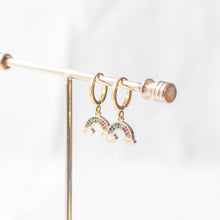 Tiny Rainbow Huggie Earrings
