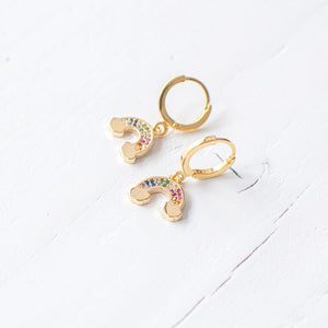 Tiny Rainbow Huggie Earrings