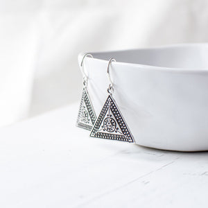 Antique Silver Triangle Earrings