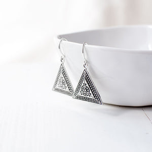 Antique Silver Triangle Earrings