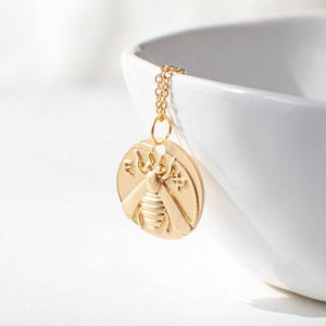 Gold Plated Bee Pendant Necklace