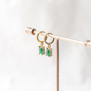 Emerald Green Huggie Earrings
