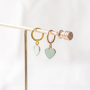 Mint Green Heart Earrings