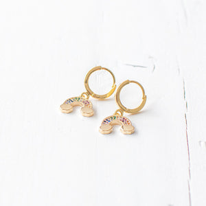 Tiny Rainbow Huggie Earrings
