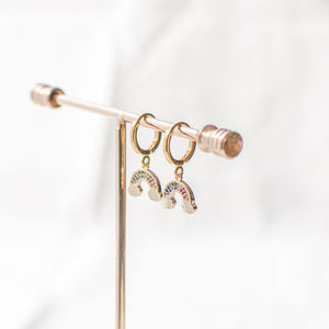 Tiny Rainbow Huggie Earrings