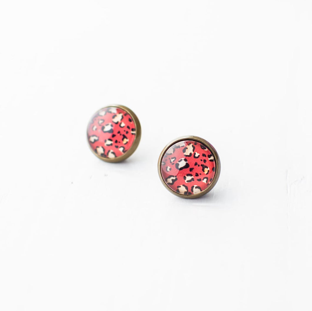 Red Leopard Pattern Earrings