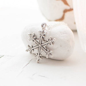 Antique Silver Snowflake Necklace