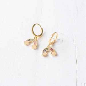 Tiny Rainbow Huggie Earrings