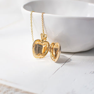 Gold Plated Apple Locket Necklace