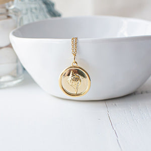 Gold Plated Sea Shell Coin Necklace