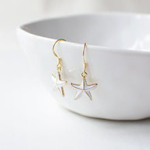 White Enamel Starfish Earrings