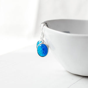 Azure Blue Faceted Glass Earrings