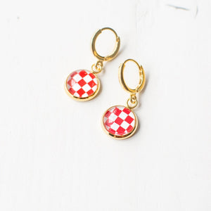 Red Checkered Earrings