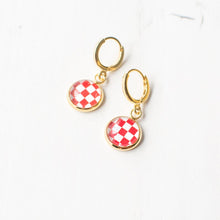 Red Checkered Earrings
