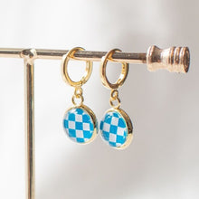 Sky Blue Checkered Earrings