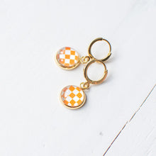 Orange Checkerboard Earrings